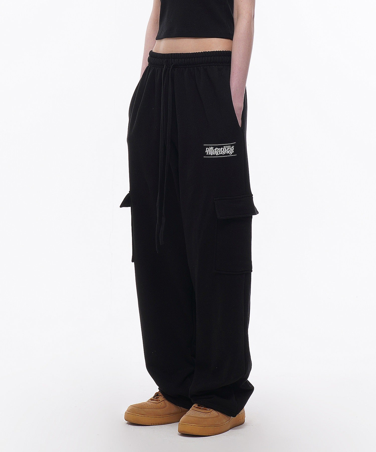 dxoh-ss-24-stack-logo-string-long-wide-pants-black