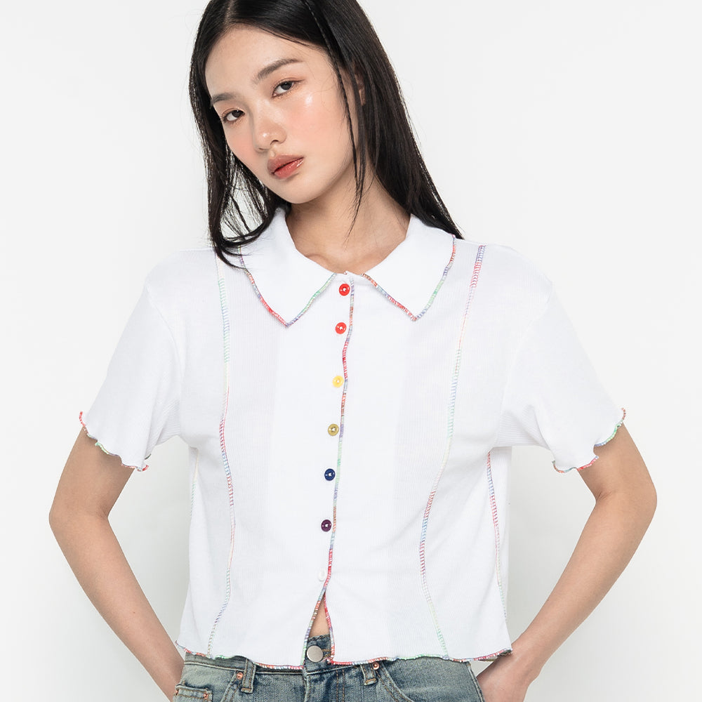 high-school-disco-ss-24-stitch-point-shortsleeved-shirt-white