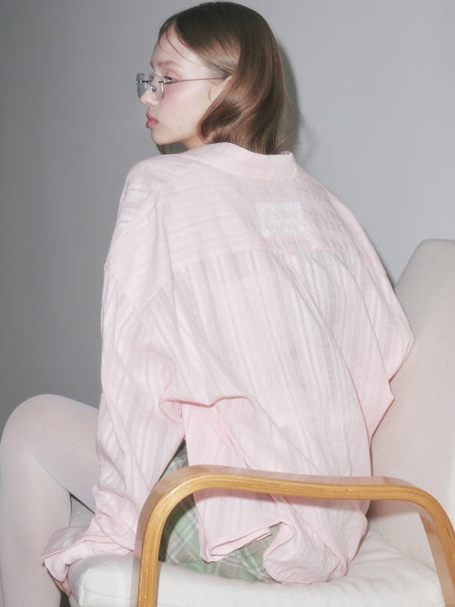 [FUN FROM FUN] SS 24 EYELET OVERFIT SHIRTS, PEACH