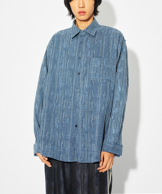 tonsil-ss-25-backpanel-colorblock-oversized-shirt-blue