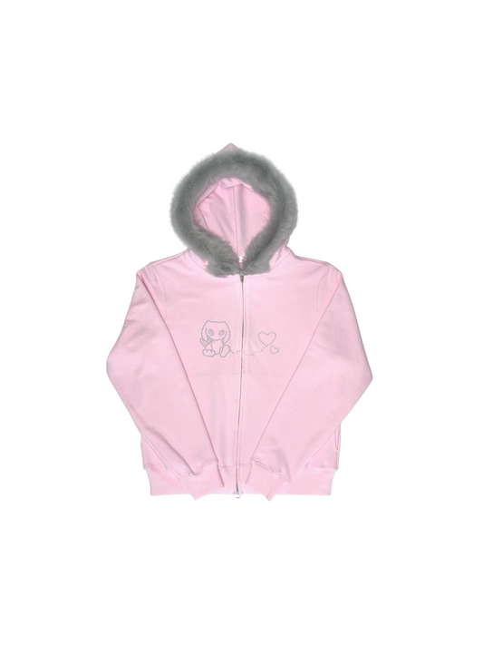 porico-world-fw-24-pori¡¯s-love-(set-up)-fur-hood-zipup-baby-pink