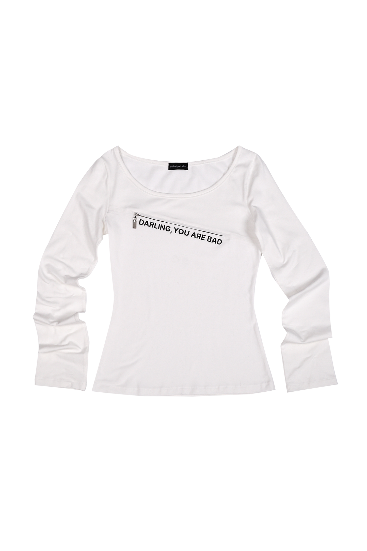 darling-you-are-bad-fw-24-unzipped-logo-tshirt-#white