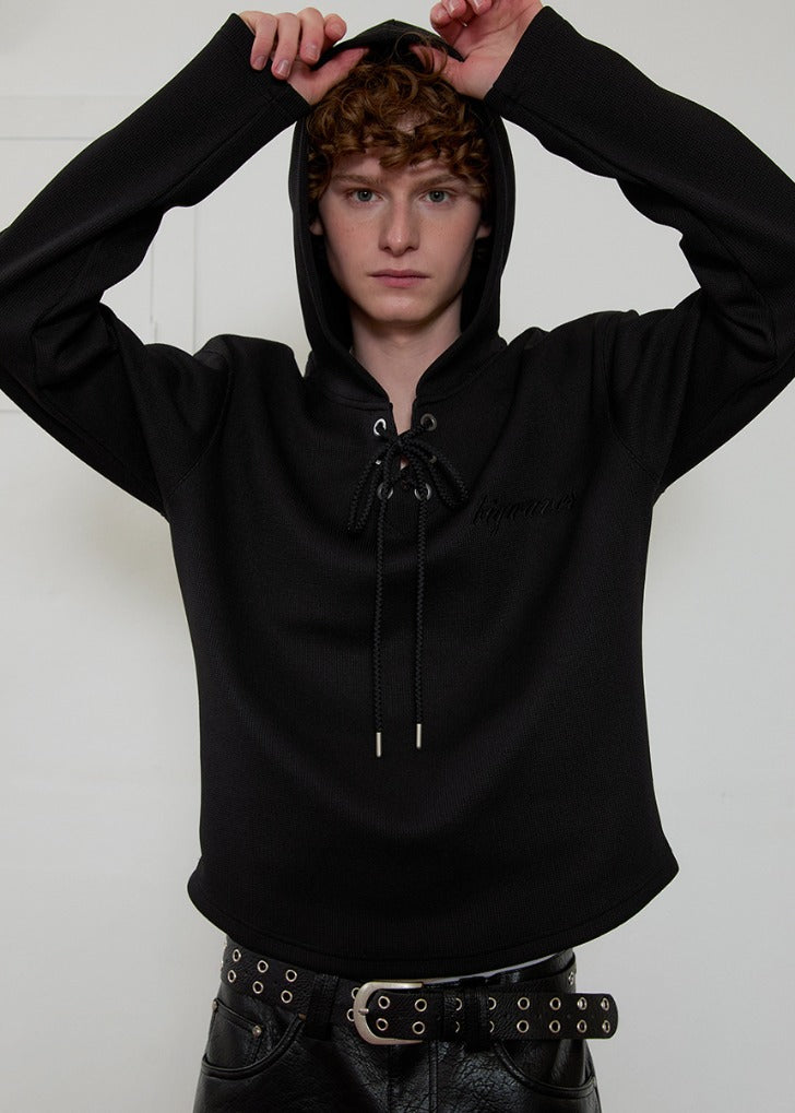 esc-studio-ss-25-eyelet-waffle-hoodie(black)