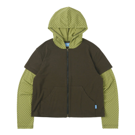 [SUNNECT] SS 25 P.D. Layered Zip Hoodie - Green