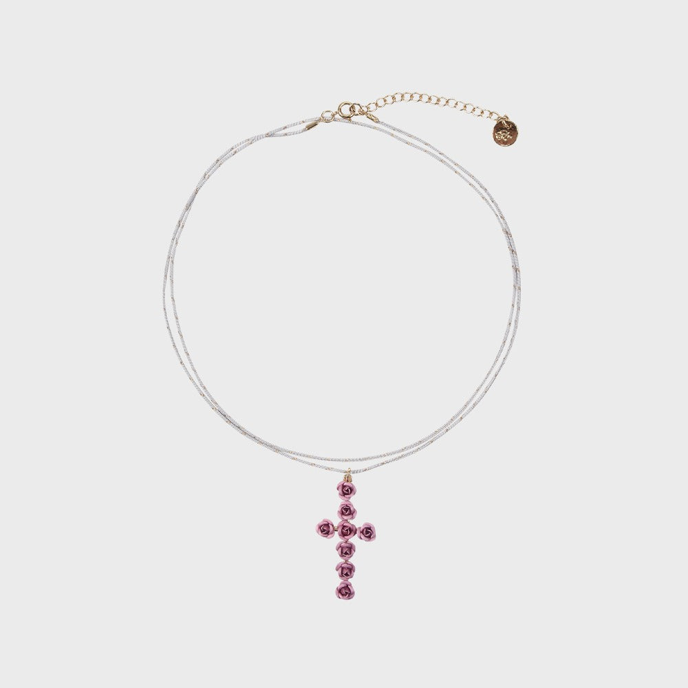 eireve-seasonless-rosy-cross-multi-long-necklace-pink