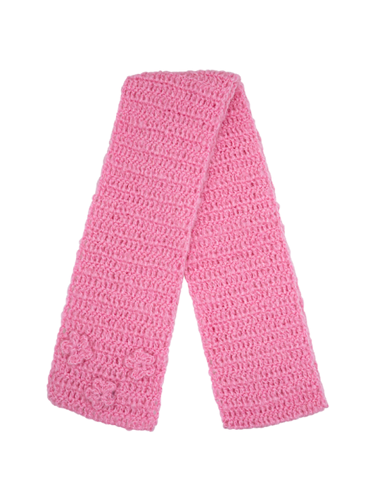 swingset-seasonless-flower-crochet-short-muffler-pink