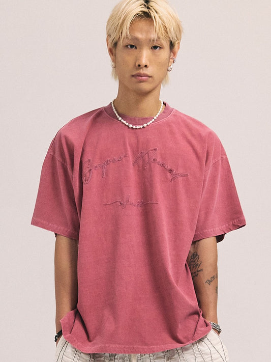 akecii-summer-24-supernomal-chain-embroidery-pigment-half-tshirtdarkpink