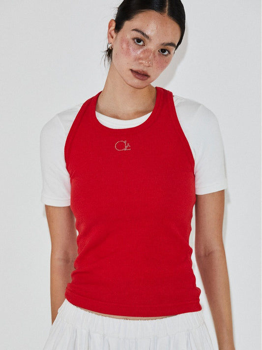 cocancl-ss-24-sparkle-logo-tank-top-red