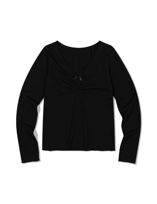 ugly-shadow-fw-24-lace-shirring-long-sleeve(black)