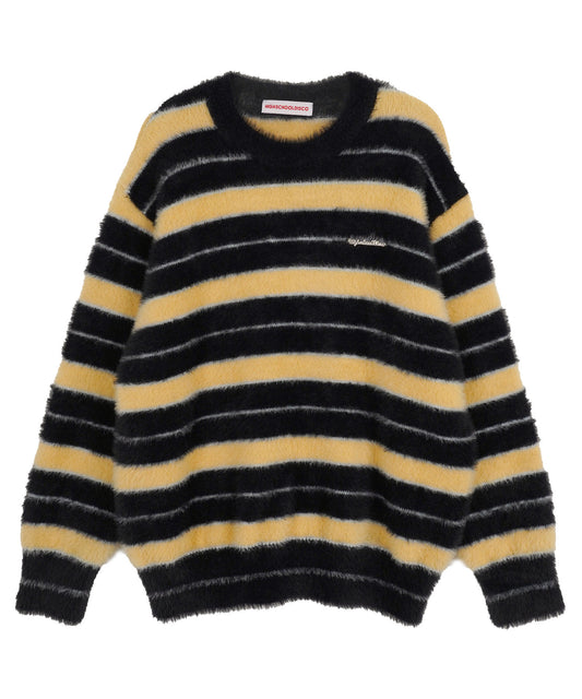 high-school-disco-fw-24-stripe-fur-crew-neck-knitwear_black