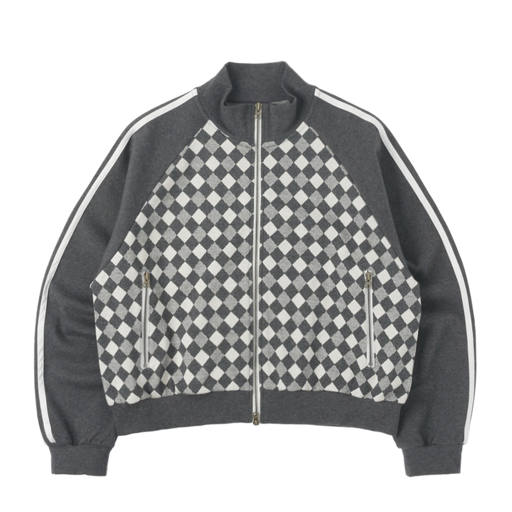 [SUNNECT] SS 25 Argyle Track Jacket - Charcoal