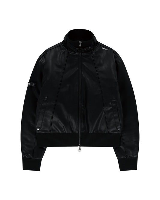 aakam-fw-24-highneck-piping-leather-blouson-(black)